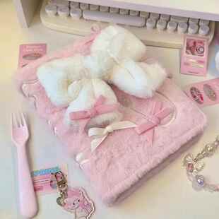 粉色少女心蝴蝶结卡册a5毛绒活页相簿三寸拍立得追星小卡收纳册