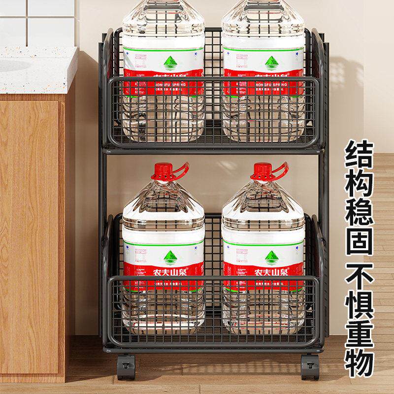 厨房置物架落地可移动式多层水果蔬菜收纳架子家用多功能放菜篮子