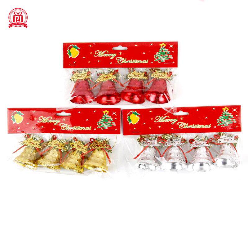 新款直销4.5cm圣诞装饰铃铛圣诞装饰塑料电镀铃铛圣诞树挂件配饰