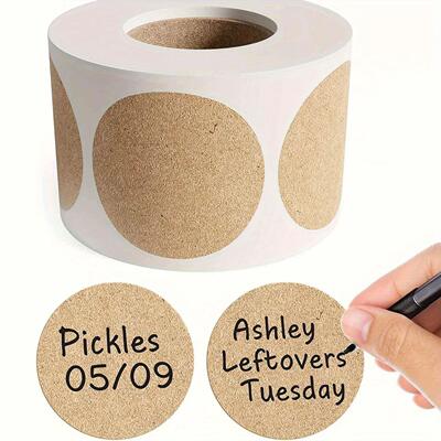 500PCs/Roll Kraft Round Stickers Self-adhesive Label Paper S