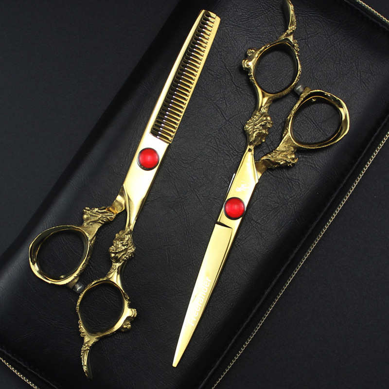 6.0寸神行者金色  大龙柄  美发剪刀 理发剪 平剪牙剪DL4-0405