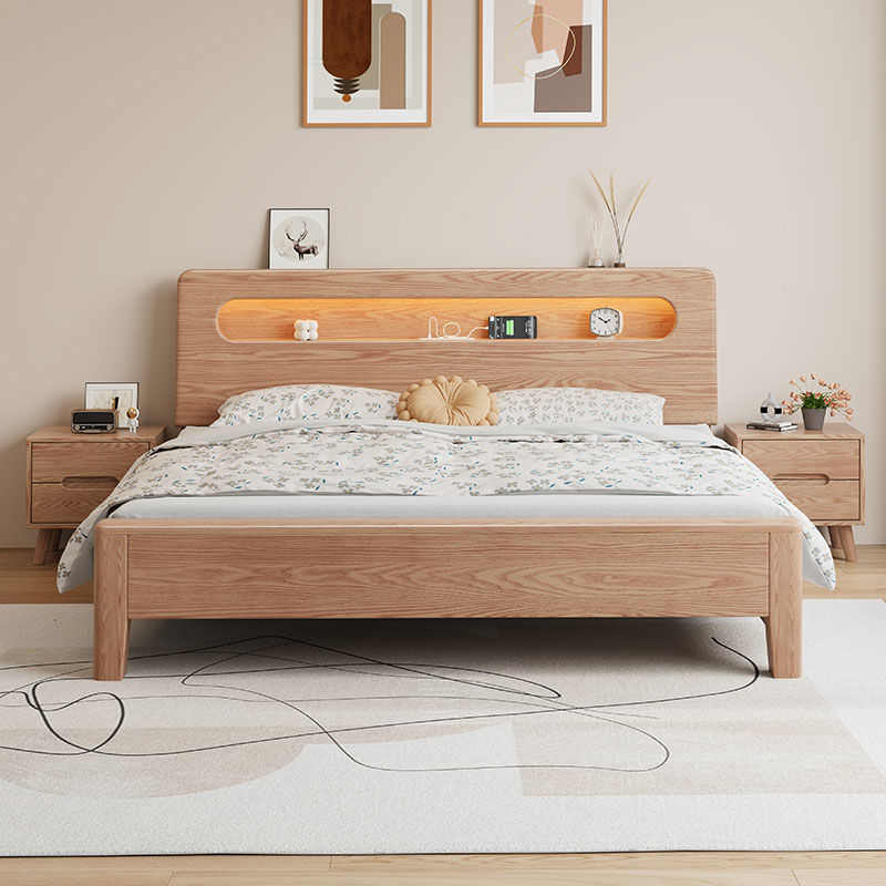 北欧轻奢白蜡木全实木1米5儿童床现代简约小户型家用卧室1米8双人