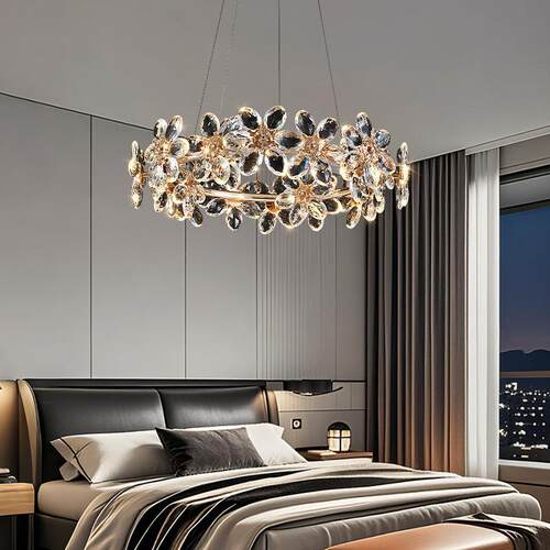 花瓣艺术水晶吊灯客厅主灯轻奢高级感法式卧室餐厅灯美式中山灯具