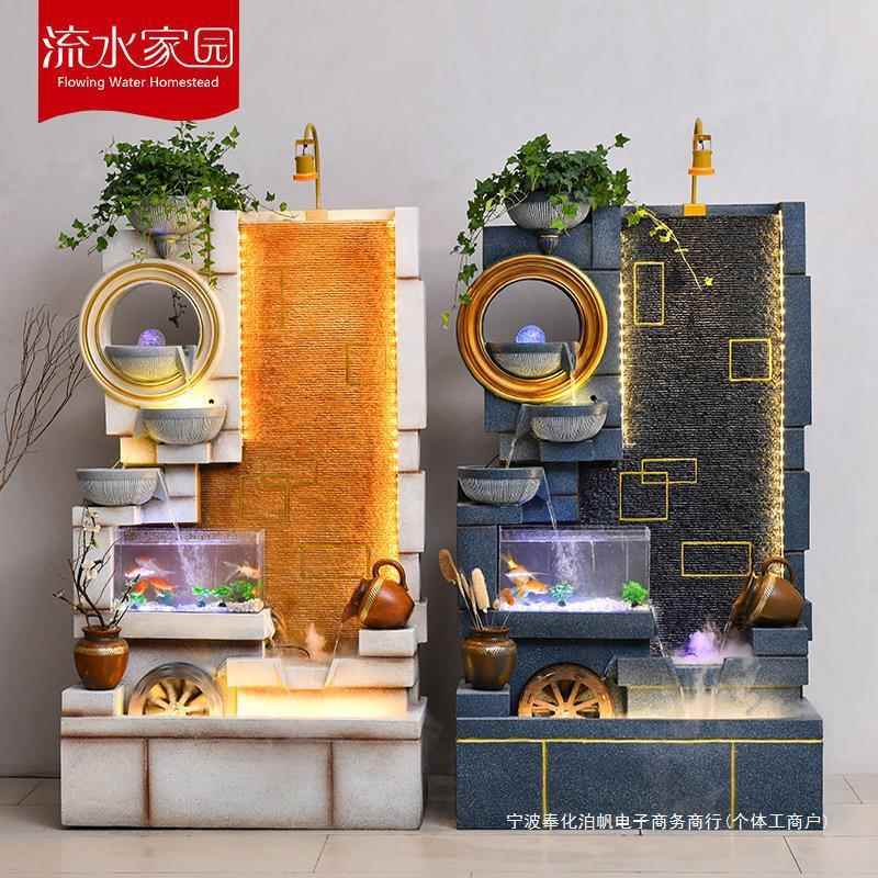 欧式水幕墙流流水墙流水幕墙屏风隔装饰品大型室内湿器景断观加落