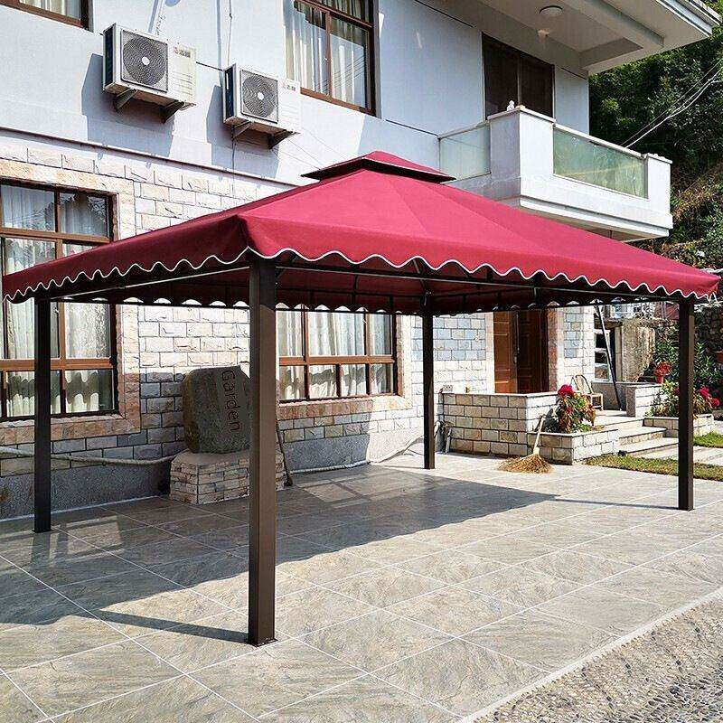 户外凉亭帐篷小木屋庭院花园农家乐遮阳雨棚室外铁艺亭子四角帐篷