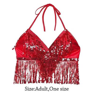 Charming Belly Dance Sequin Fringe Top Nightclub Performance