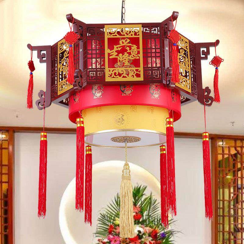 中式吊灯餐厅饭店包厢仿古羊皮灯具实木古典茶楼酒店工程装饰吊灯,家装灯饰光源,智能吊灯,淘宝优惠券,粉丝福利购,淘宝优惠卷