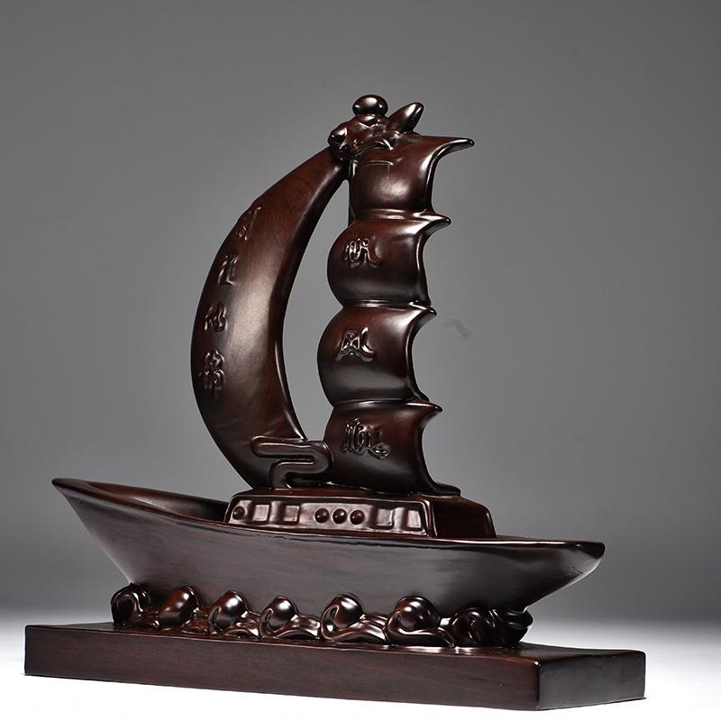 一帆檀风顺帆船摆大件实木头船黑木雕船家木TQ-768质船模型居办公