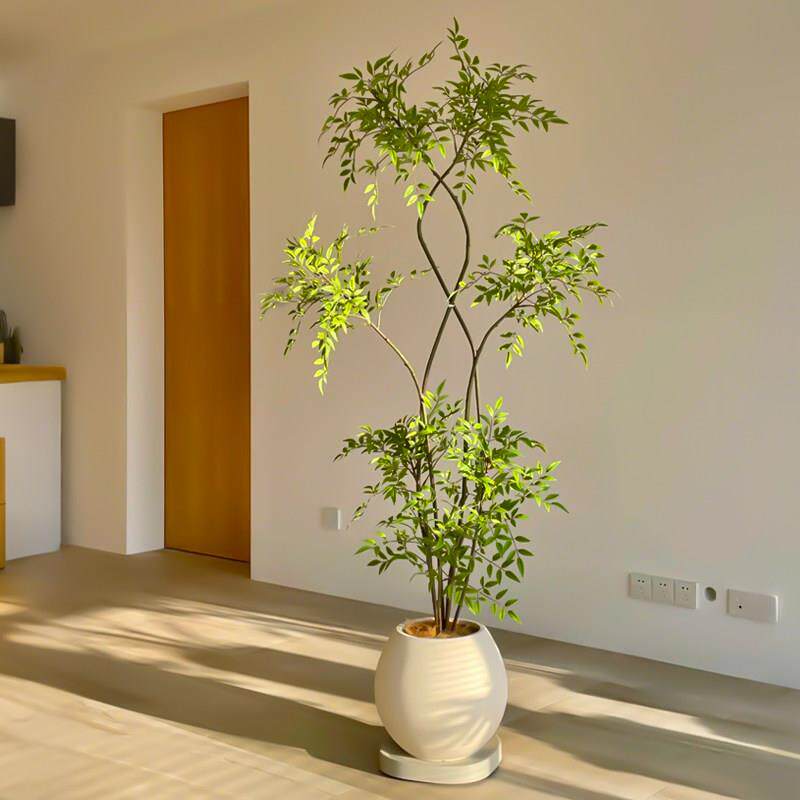 海虹景品南天竹彷真绿色植物高端轻奢室内客厅彷生花假树大型落地