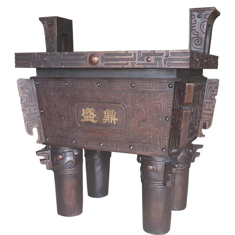 供应大型方形青铜鼎雕塑公司单位铸铜香炉广场圆形鼎盛铜鼎雕塑