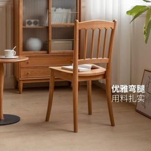 实木餐椅樱桃木覆古靠背椅简约休闲 家用餐桌椅子设计客厅书房桌