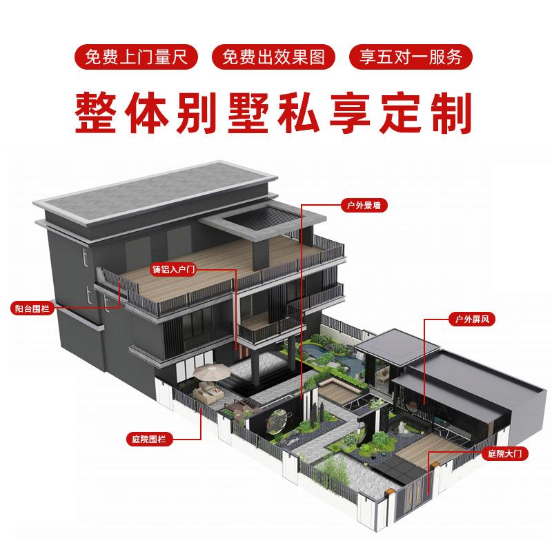中式铝艺别墅子母庭院大门铝合金对开门农村院子大门双开门平移门