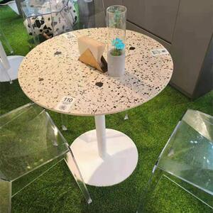 设计款饭桌岩板大理石金属工艺圆桌家用水磨石餐桌水泥家具圆形