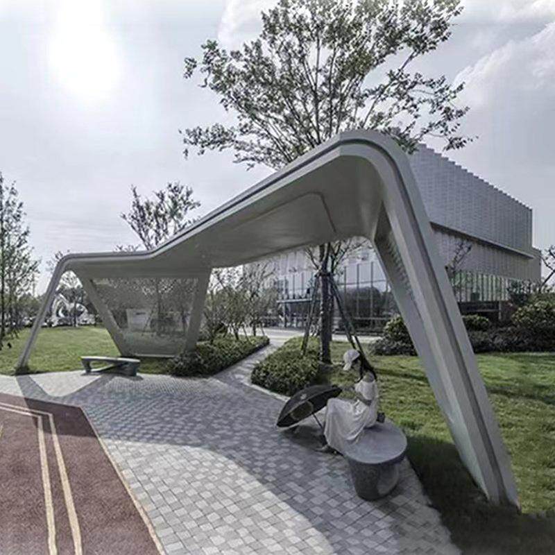 不锈钢景区雕塑大型城市广场公园镂空金属艺术不锈钢廊架雕塑