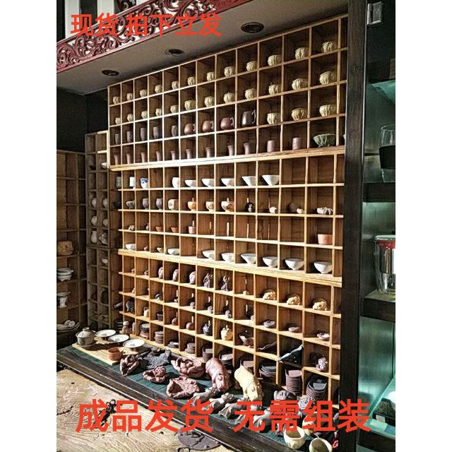 墙上置物架实木格子架茶壶展示架隔板壁挂格客厅小饰品创意置物架