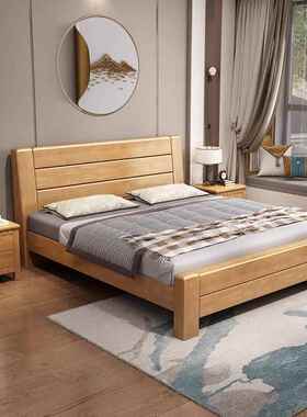 式中床实木床主卧.8米双人现代简约1.51米经济型储物公寓房卧UIO