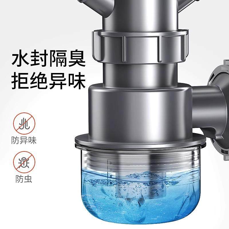 厨房洗菜盆下水管配件水槽单双槽防臭排水三通洗碗池下水器全套装,家装主材,下水器,淘宝优惠券,粉丝福利购,淘宝优惠卷