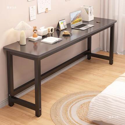新品简易脑桌窄学桌生书桌床NUL边实木电长条桌卧室靠墙床尾桌极