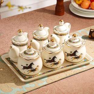 欧式陶调用味罐套装盐罐调味瓶美调料盒套装创意马腾盛世式厨瓷房