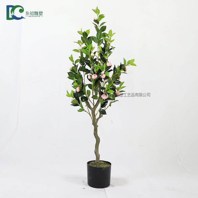 仿真茶花树原厂家研发小型盆栽绿植百搭摆件新款微造景装饰小树