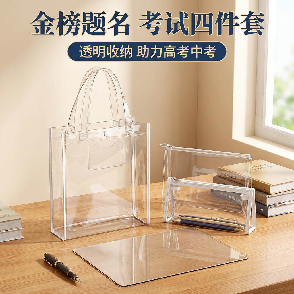 中考高考专用文具套装可带入考场金榜题名孔庙祈福考试学生礼盒透明袋文件袋手提袋子笔袋防水收纳袋