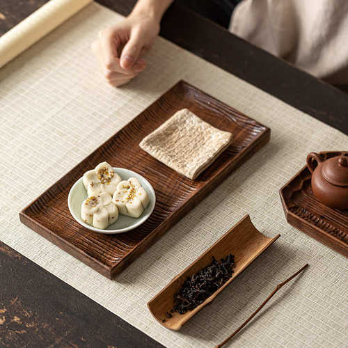 复古胡桃木茶台干泡盘实木小茶盘茶点木质托盘茶壶功夫茶具收纳