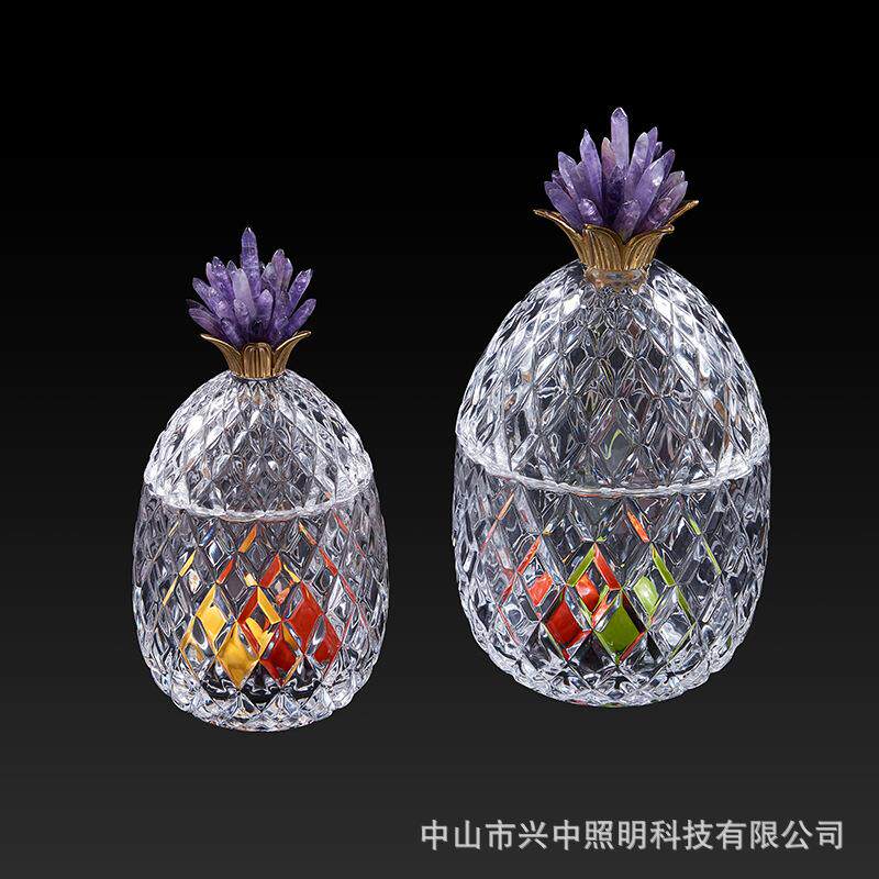 法式玻璃罐客厅餐厅茶几摆件紫水晶镶铜创意糖果干果收纳出完罐