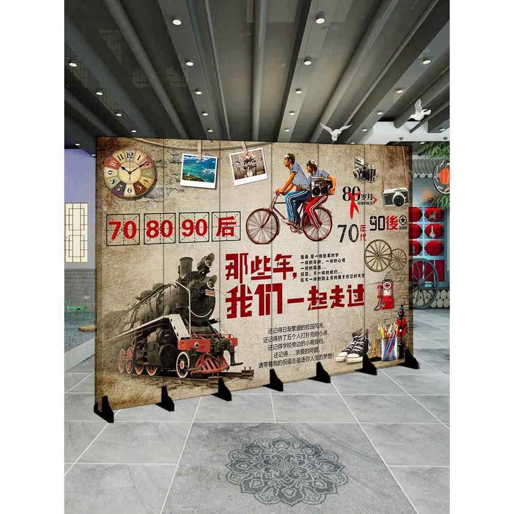 欧式屏风隔断墙客厅餐厅经济型折叠移动饭店包间烧烤厕所遮挡推拉