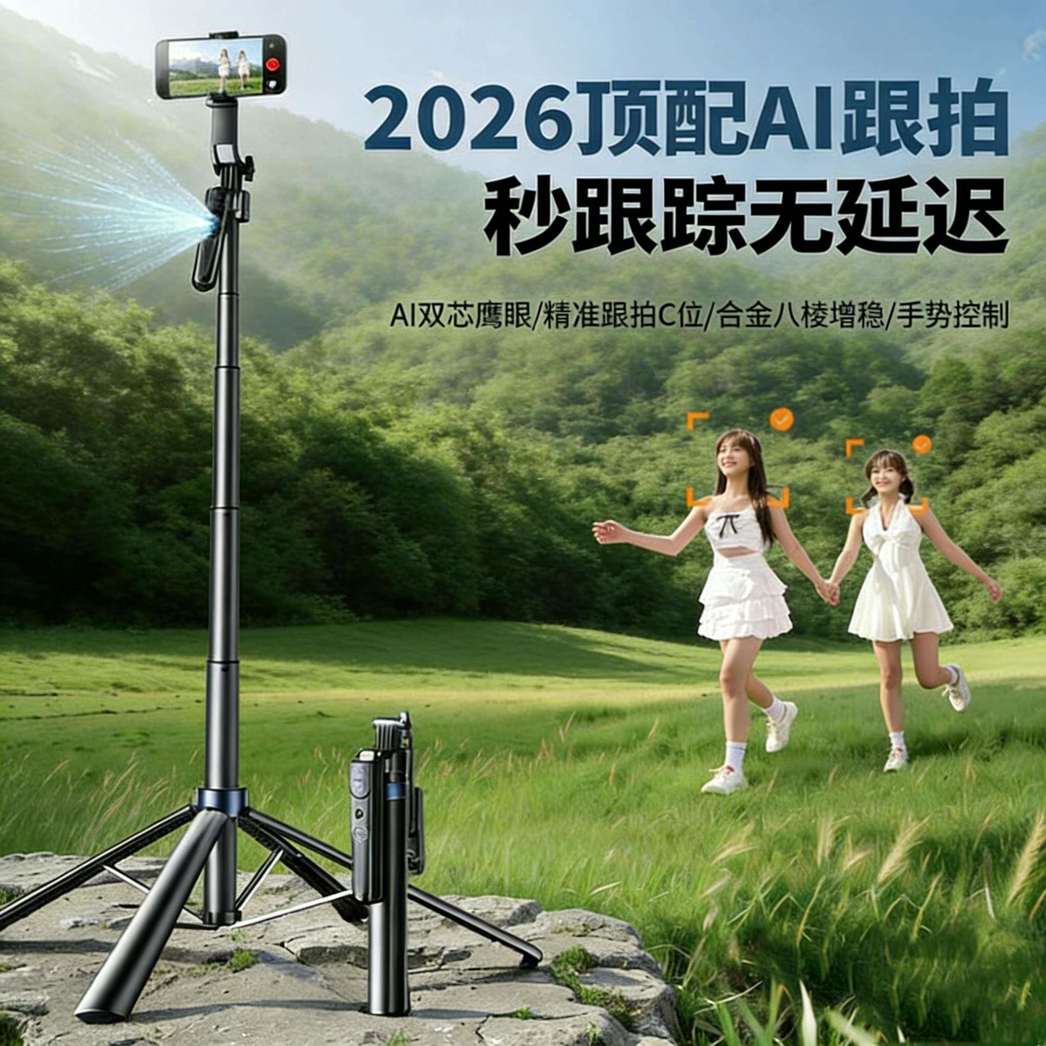德国自拍杆全自动手机支架专用人脸追踪落地三脚架拍摄直播跟拍