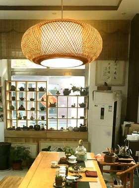 led手工竹编吊灯餐厅日式榻榻米快餐店饭店灯具竹灯笼竹艺餐桌