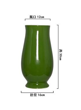 正品景德镇瓷瓶大圆肚口绿色花瓶瓷器摆件橱窗客厅装陶饰品花插花