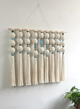 欧式圆球流苏壁挂编手工织挂酒毯墙装面饰挂z413件名宿店装饰壁挂