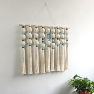 饰壁挂 面饰挂z413件名宿店装 欧式 圆球流苏壁挂编手工织挂酒毯墙装