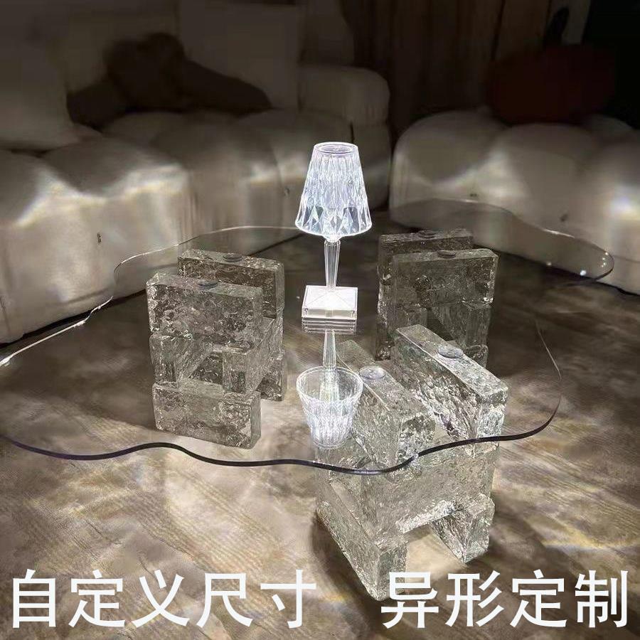 亚克力板云朵茶几桌面玻璃砖现代简约客厅桌子拍照道具定制异形