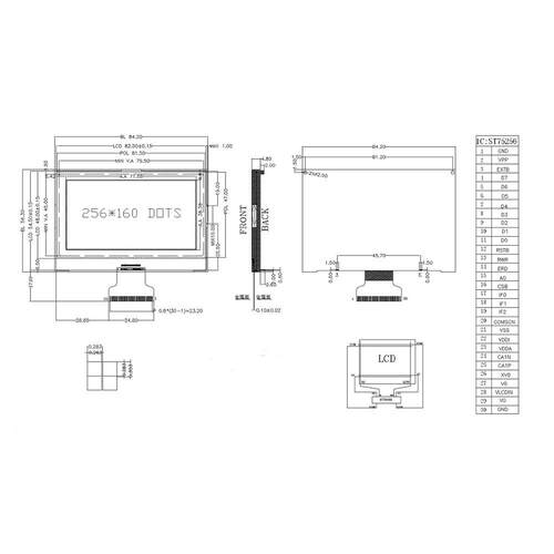 3.5寸LCD256160工控屏 FFSTN COG点阵液晶显示屏 串并口 带背光