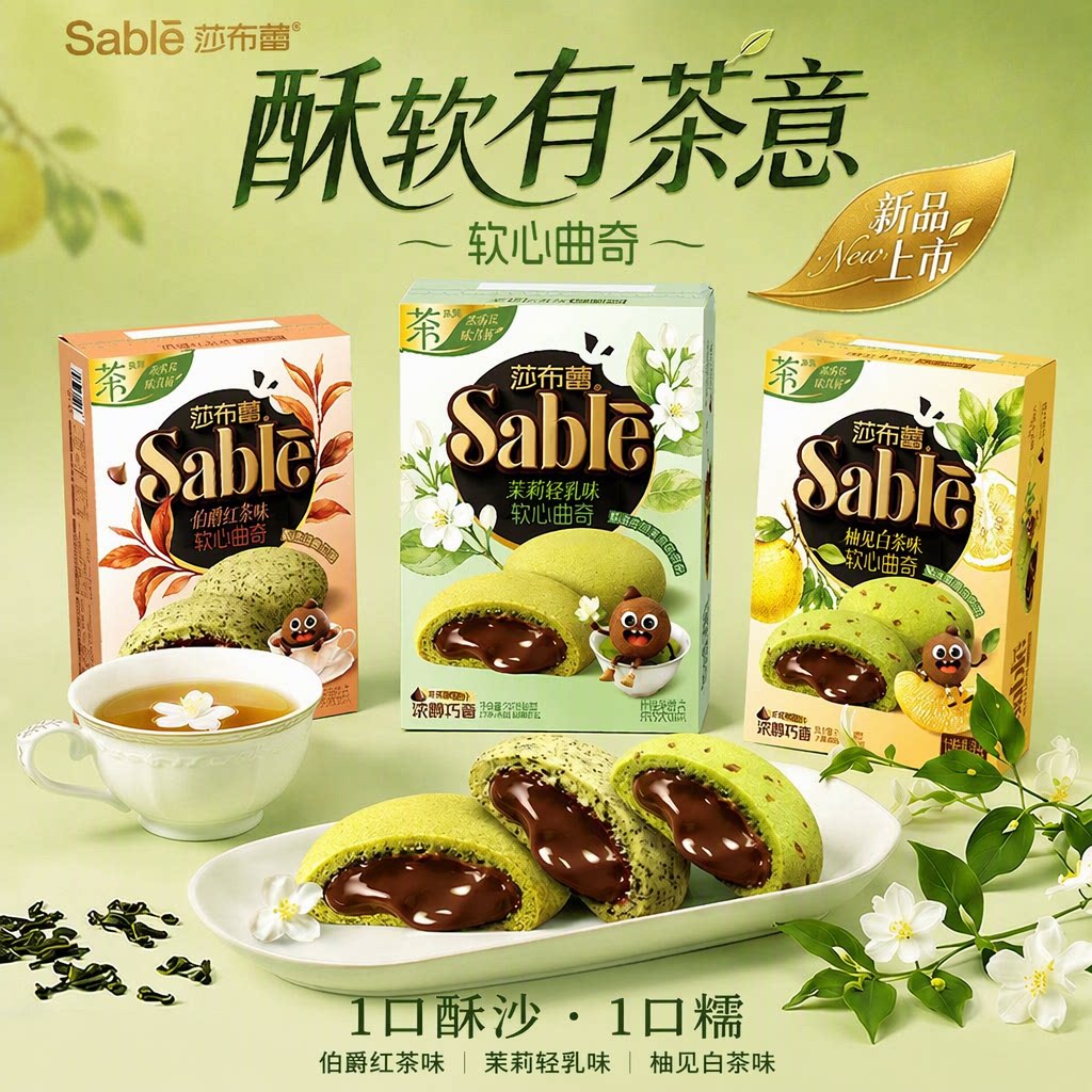 莎布蕾软心曲奇饼干巧克力夹心抹茶伯爵红茶软糯下午茶礼盒旗舰店