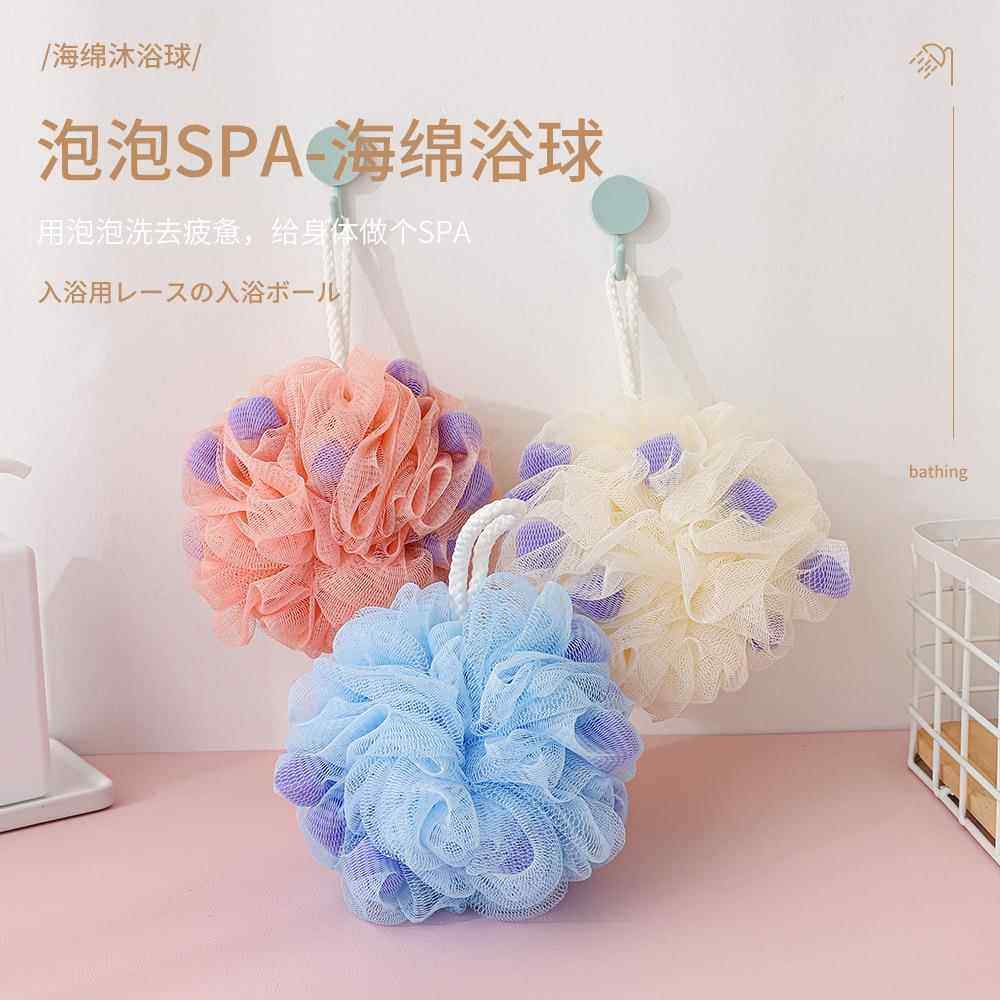 紫色爱心海绵浴花 50G大号高级不散柔软沐浴球高档网红泡泡沐浴球