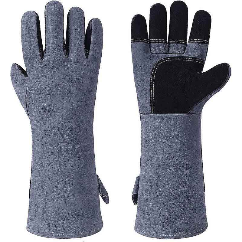 耐高温手套烧烤手套耐高温牛皮电焊防烫焊工耐磨加厚劳保高耐温手