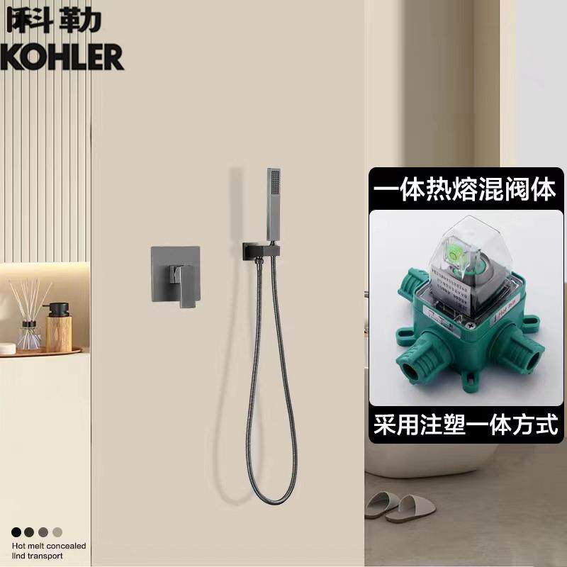 枪灰暗装花洒入墙嵌入式预埋墙排暗藏热熔冷热花洒单功能淋浴套件