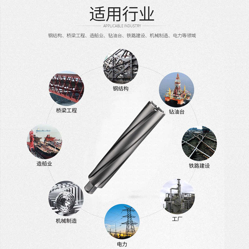 创恒硬质合金直角柄钢板钻厚钢板铁板超长加长切深钻孔空心钻头