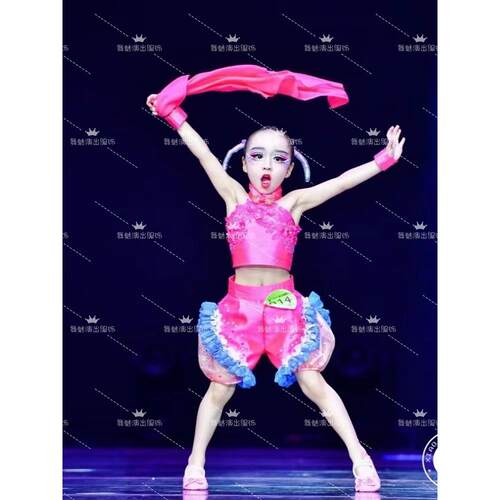高档儿童民族舞蹈演出服小舞蹈家妞啊扭舞表台演服幼儿歌舞台装秧