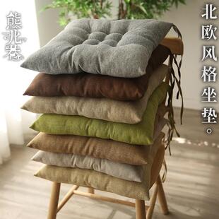 坐垫棉麻加厚办公室久坐座垫学生四季凳子屁股垫屁垫纯色椅子垫软