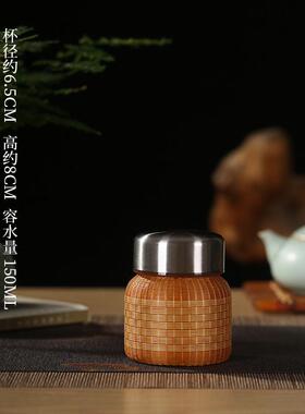 大肚水杯冷竹编玻璃手工分离防烫杯竹丝杯杯杯泡茶女中式茶水小胖