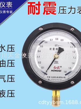 红旗径向真空表0.25级抗震精密压力表-0.1~0MPA轴向带前边充油表