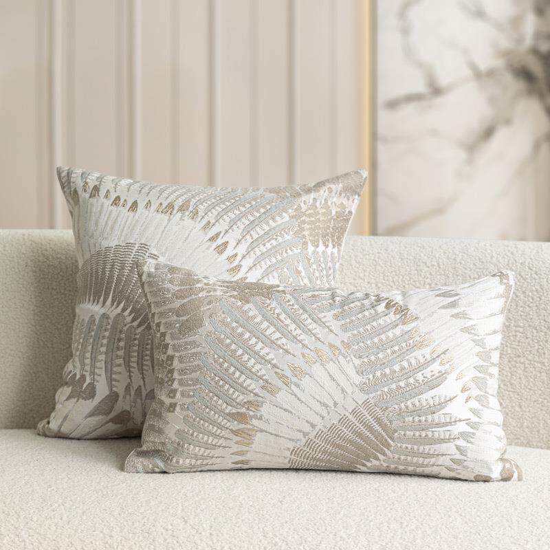 美式轻奢客厅抱枕套浅米色羽翼靠枕酒店样板间售楼处软装靠垫腰枕