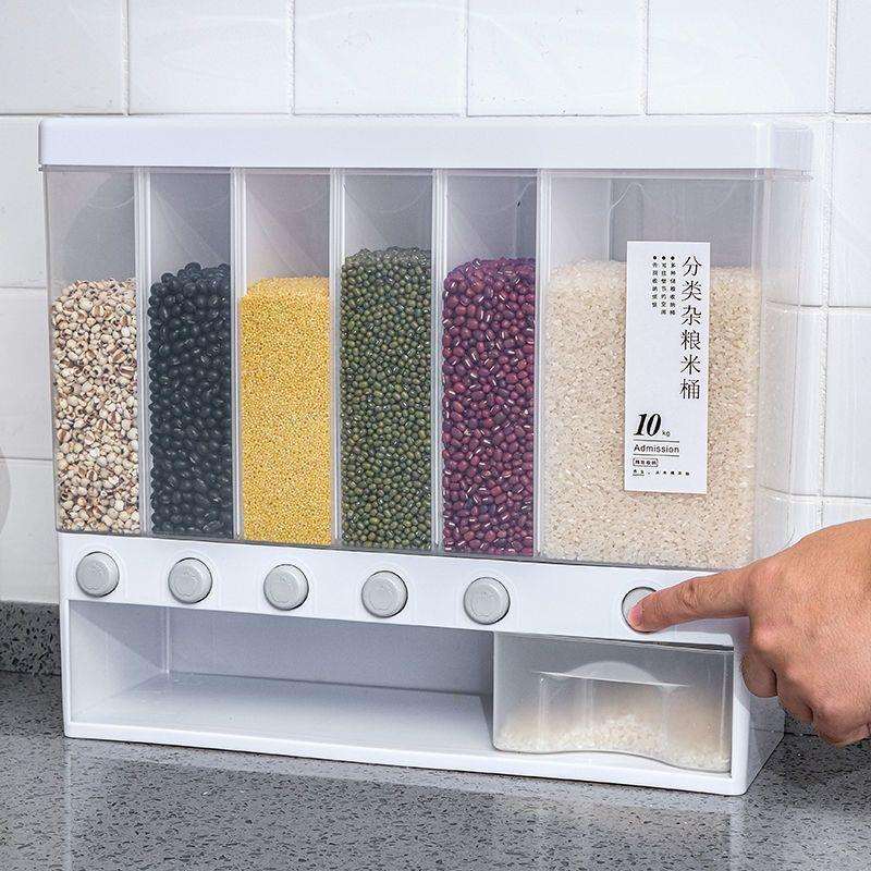 分格米桶家用20斤防虫防潮多功能密封分类储米箱缸收纳盒五谷杂粮