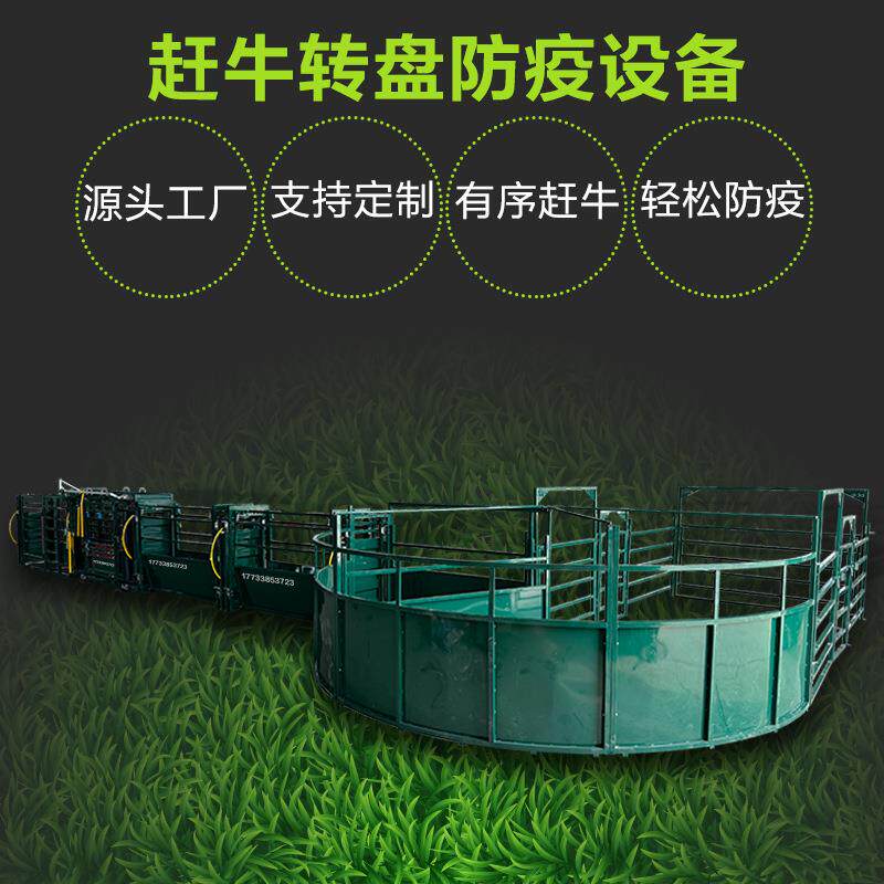 牛用防疫通道围栏S型圆形机械赶牛转盘大型牧场只驱赶设备全自动