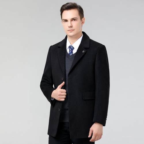 新品冬季风双面内呢羊绒大衣男款士中长羽绒胆8608-L1羊毛呢子大