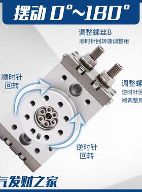 气动小型转转角摆动度可调90度180旋气缸MSAQB-10ACSM/20/30A/50/