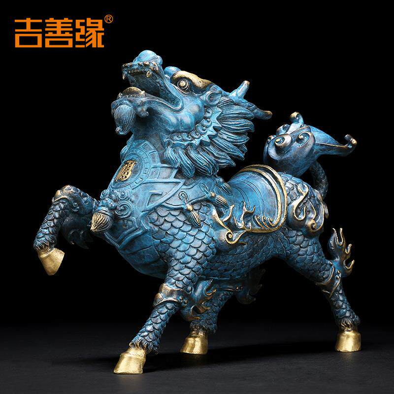 厂家全铜彩《风火麒麟》摆件一对公母工艺品家居饰品摆设0101